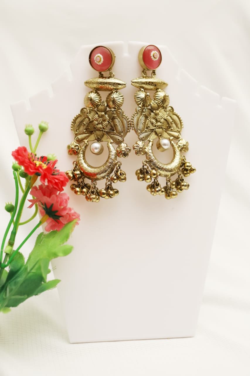 The Royal Pink Chand-Bali Dangles - Image 2