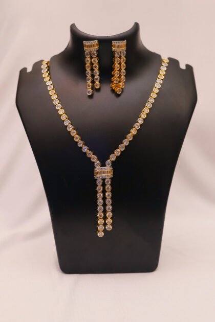 Gold-Toned Crystal Y-Chain Necklace Set