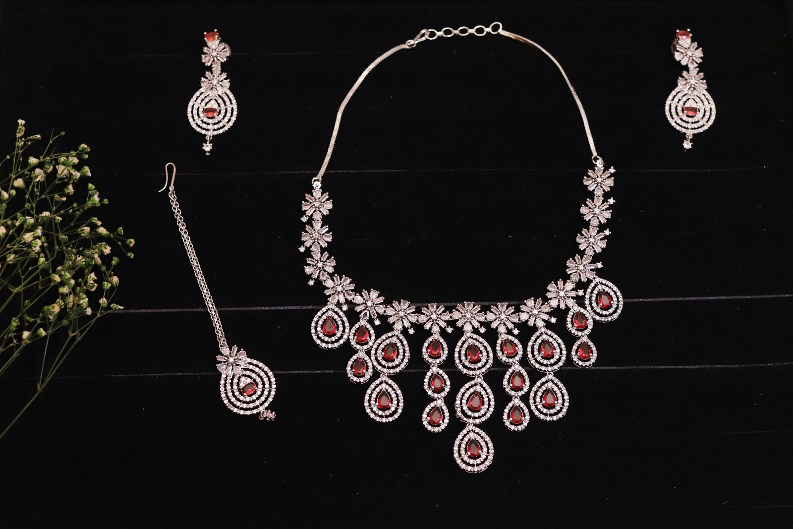 Ruby Royale Bridal Necklace Set - Image 2
