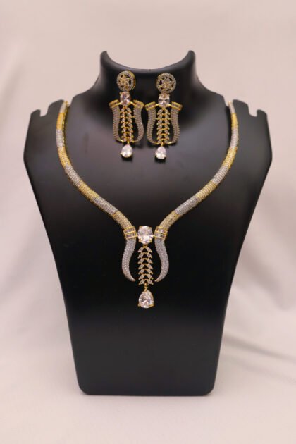 Gold-Toned Crystal Pendant Necklace Set